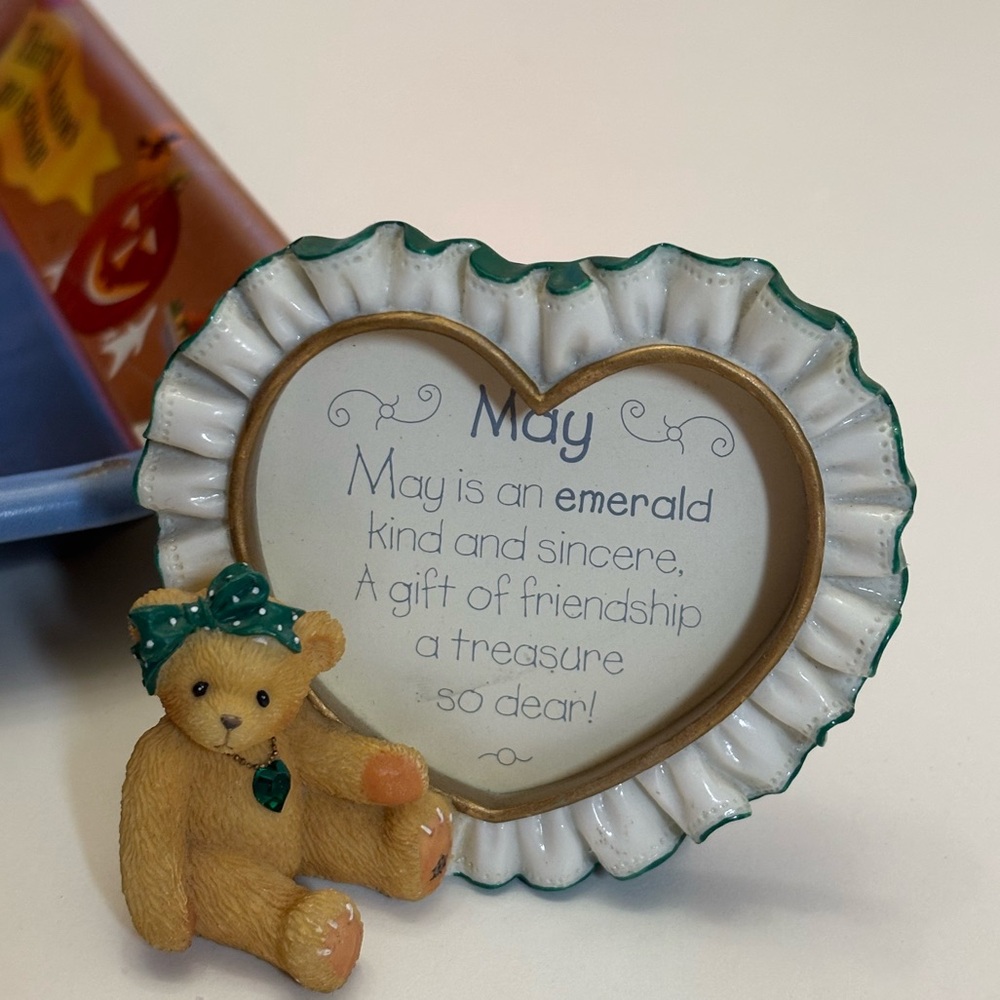 Cherished Teddies May Emerald Bear and Frame 1997